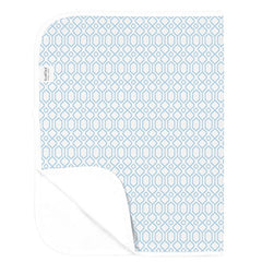 KUSHIES BABY DELUXE FLAT WATERPROOF CHANGING PAD MAT/LINER - 20" x 30" 100% COTTON FLANNEL UPPER - BLUE OCTAGON