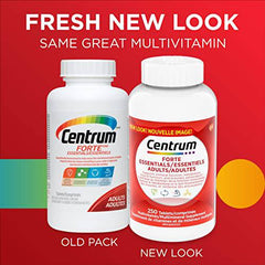 Centrum Adult Forte Essentials Mulitvitamins/Minerals Supplement for Men & Women, 250 Tablets (Packaging May Vary)