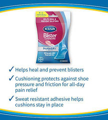 Dr. Scholl's BLISTER CUSHION with Duragel Technology, 6ct. Heal and Prevent Blisters with Cushioning that is Water and Sweat-Resistant, Thin, Flexible and Nearly Invisible