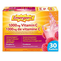 Emergen-C Immune Support Fizzy Drink Mix, A Boost of Vitamins and Minerals, Raspberry, 30 Sachets