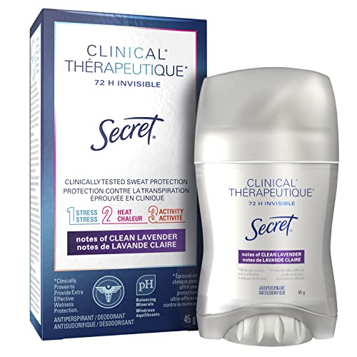 Secret Clinical Strength Invisible Solid Antiperspirant and Deodorant, Clean Lavender, 1.6 Oz