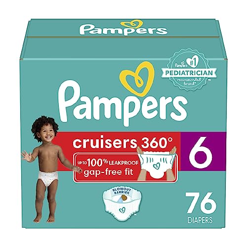 Diapers Size 6, 76 Count - Pampers Pull On Cruisers 360° Fit Disposable Baby Diapers with Stretchy Waistband