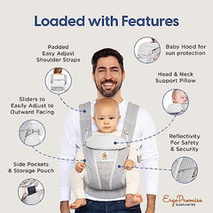 Ergobaby Omni Breeze All Carry Positions Breathable Mesh Baby Carrier Newborn to Toddler with Enhanced Lumbar Support & Airflow (7-45 Lb), Soft Olive Diamond