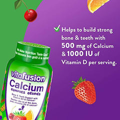 Vitafusion Calcium Adult Vitamin Gummies, Strong Bones and Teeth¹, Prevents Osteoperosis², Muscle Function³,100 Count (1.5-Month Supply), Packaging May Vary