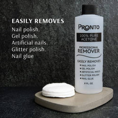 Pronto 100% Acetone Gel Nail Polish Remover - Gel Polish Remover for Nails | Acetone Nail Polish Remover & Gel Remover For Nails for Removal of Glue, Gel, Acrylic & Dip | Gel Nail Remover, 8 Fl oz