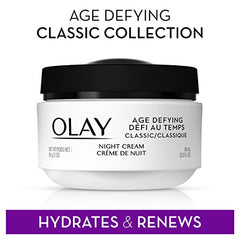 Olay Age Defying Classic Night Face Cream, Face Moisturizer with Beta-Hydroxy Acid & Vitamin E, 60 mL, Pack of 2