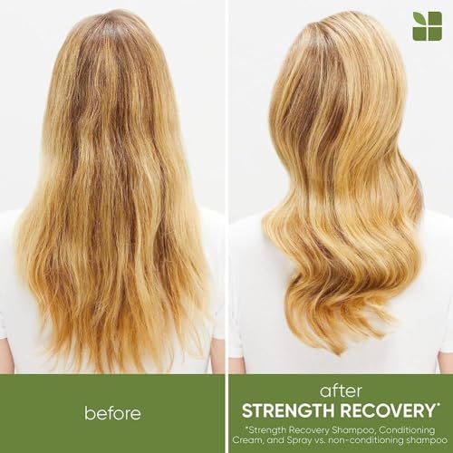 BIOLAGE Shampoo, Strength Recover Shampoo for Damaged Hair, Gently Cleanses and Reduces Breakage, For All Damaged & Sensitized Hair Types, Replaces Keratin Dose & Fiber Strong, Vegan