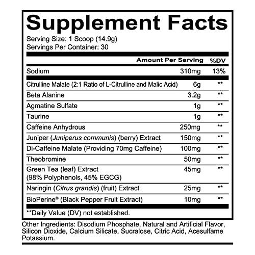 Redcon1 Total War - Pre Workout, 30 Servings, Boost Energy, Increase Endurance and Focus, Beta-Alanine, 250mg Caffeine, Citrulline Malate - Keto Friendly (Sour Gummy Bear)