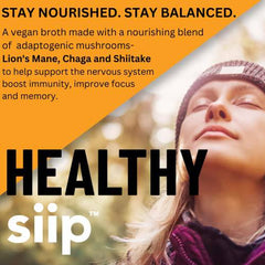 Siip Vegan Mushroom Broth, 600mg of adaptogenic mushrooms per serving, 4 Packets