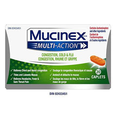 Mucinex Multi-Action Cold & Sinus Caplets, 20 count