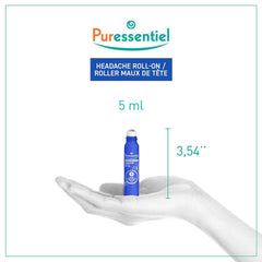 PURESSENTIEL - Headache Roll-On with 9 essential oils - Used to relieve headaches - Used as calmative - 100% pure and from natural sources - 5ml