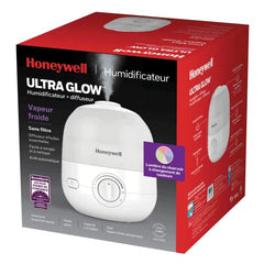 Honeywell HUL530C Ultra Glow™ Ultrasonic Light Changing Top Fill Cool Mist Humidifier,Diffuser For Bedroom,Baby Nursery,Small Room,Plant,Ultra Quiet,Essential Oil,Filterless, 1.89 L, Runs 24 hrs,White