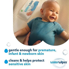 WaterWipes Plastic-Free Original Baby Wipes, 99.9% Water Based Wipes, Unscented & Hypoallergenic for Sensitive Skin, 720 Count (12 packs), Packaging May Vary