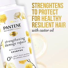 Pantene Sulfate Free Shampoo, Hair Strengthening Anti Frizz Damage Repair with Castor Oil, Safe for Color Treated Hair, Nutrient Blends, 440 mL