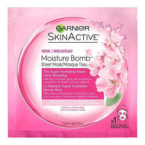 GARNIER Glow Boosting Peel Off Beauty Face Mask, Healthy Looking Radiance with Hyaluronic Acid + Sakura Extract, 1 Tissue Mask (32mL)