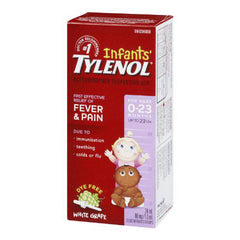 Tylenol Infant Fever, Teething and Pain Reliever for Baby, Grape Suspension Medicine, 24mL