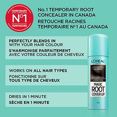 L'Oreal Paris Magic Root Cover Up Temporary Hair Color, Dark Brown, Instant Root Concealer Spray, Hair Dye, 57g