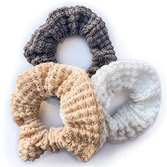 Scunci 3pc Waffle Knit hair scrunchies, assorted Colours