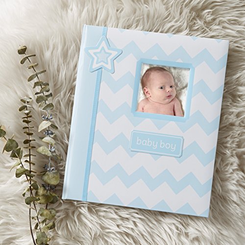 Lil' Peach Chevron Baby Memory Book, Blue