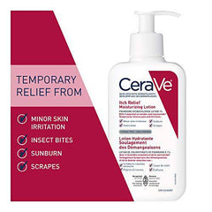 CeraVe Itchy Skin Relief Moisturizing Lotion. For Dry & Eczema-prone skin. Anti-itch cream for minor skin irritations, sunburn relief, insect bug bites & scrapes, 1% Pramoxine. Fragrance Free, 237ML