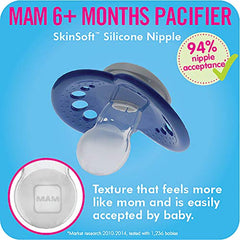 MAM Crystal Pacifiers (2 pack, 1 Sterilizing Pacifier Case), MAM Pacifiers 6 Plus Months, Best Pacifier for Breastfed Babies, Baby Boy Pacifiers