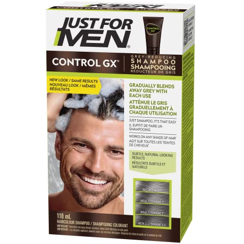 Just For Men Control GX Grey Reducing Shampoo, Gradually Colors Hair, 118ml (1 Count)