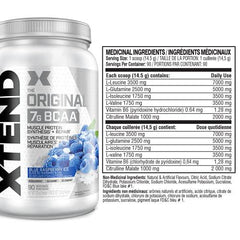 Scivation XTEND Original BCAA Powder | Sugar Free Post Workout Muscle Recovery Drink with Amino Acids | 7g BCAAs for Men & Women | 90 Servings, Blue Raspberry Ice