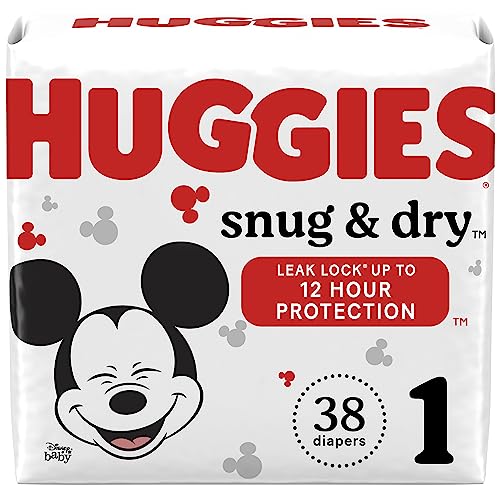 Diapers Size 1 - Huggies Snug & Dry Disposable Baby Diapers, 38ct, Jumbo Pack