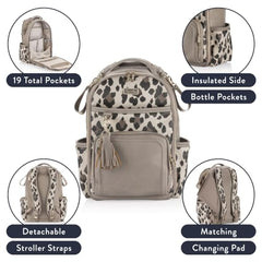 ITZY RITZY Diaper Bag Backpack – Large Capacity Boss Plus Backpack Diaper Bag Featuring 19 Pockets, Changing Pad, Stroller Clips and Comfortable Backpack Straps, Leopard