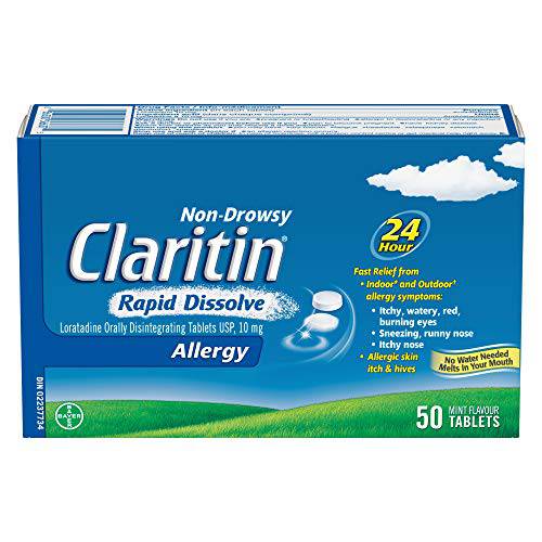 Claritin Rapid Dissolve Allergy Medicine, 24-Hour Non-Drowsy Relief 10 mg, 50 Tablets