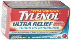 Tylenol Ultra Relief for Headache and Migraine Pain, ezTabs, 80 Tablets