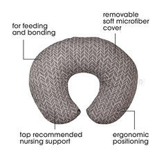 Boppy Nursing Pillow Original Support, Gray Chevron Stripe, Ergonomic Nursing Essentials for Bottle and Breastfeeding, Firm Fiber Fill, with Removable Nursing Pillow Cover, Machine Washable