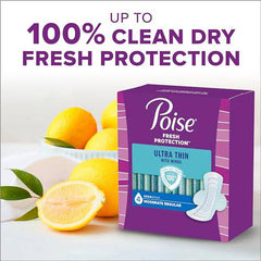 Poise Ultra Thin Postpartum Incontinence Pads with Wings, Light Absorbency, Regular Length, 132 Count, White