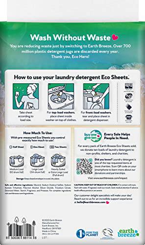 Earth Breeze Laundry Detergent Sheets - Fresh Scent - No Plastic Jug (60 Loads) 30 Sheets, Liquidless Technology…