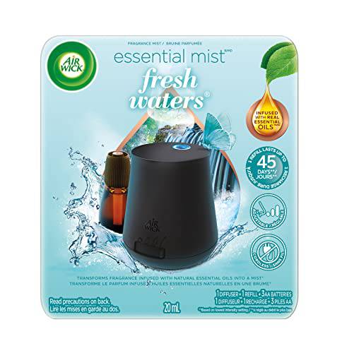 Airwick Essential Oils Diffuser Mist Kit, Fresh Water Breeze Fragrancae (Gadget + 1 Refill)