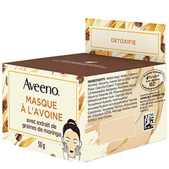 Aveeno Oat Face Mask with Moringa Seed Extract for Detox - Dry Skin Care - Paraben Free Facial Cleanser - 50 grams