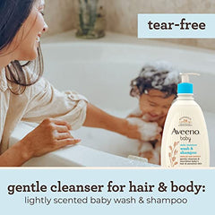 Aveeno Baby Daily Wash and Shampoo Baby’s Hair and Sensitive Skin Cleanser with Natural Oat - Paraben Free and Phthalate Free, Sulfates-free and Dye-free - 975 Milliliters