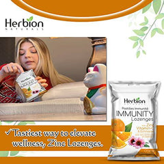 Herbion Naturals Immunity Lozenges with Zinc, Vitamin-C & Echinacea, Source of Antioxidants Helps Maintain & Support Immune System, Promote Good Health for Adults & Kids 6+, 25 CT, Orange Flavour.