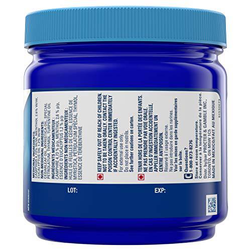 Vicks VapoRub Nasal Decongestant, Cough Suppressant, Relief from Cold, Aches, & Pains, Chest Rub Ointment, 170 g/190 mL