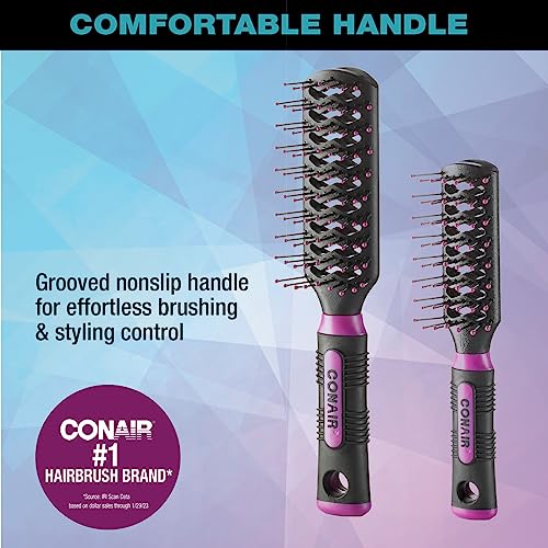 Conair Professional Hair Brush Set- Colors May Vary, Black, Assorted, 2 Count