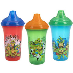 Nuby 3 Piece No Spill Easy Sippy Cups with Vari-Flo Valve Hard Spout, 9 Oz, Nickelodeon Teenage Mutant Ninja Turtles