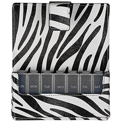 HealthSmart 640-8224-0002 Travel Pill Case 7 Day Pill Planner Organizer, Zebra