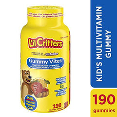 L'il Critters GummyVites Kids Complete Multivitamin Gummies, 11 Essential Nutrients, Naturally Sourced Colours & 5 Delicious Flavours, 190 Count, 3 Month Supply, Packaging May Vary