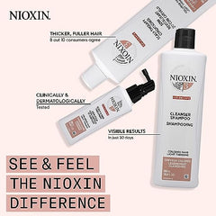 Nioxin System 3 Scalp Cleansing Shampoo with Peppermint Oil, For Color Treated Hair with Light Thinning, 10.1 fl oz