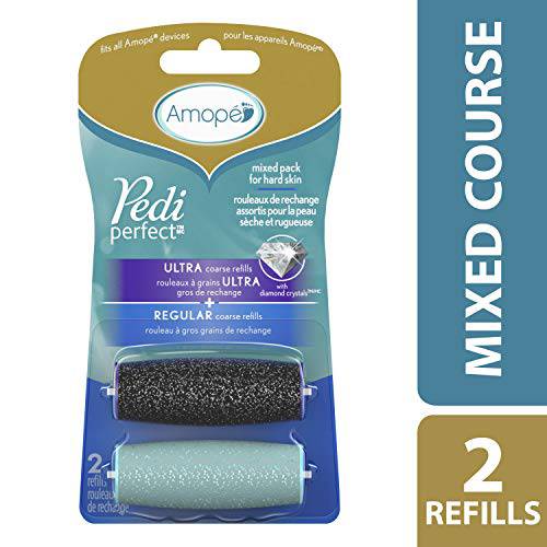 Amopé® Pedi Perfect™ Mixed Pack Roller Heads Ultra Coarse & Regular Coarse, 2 refills