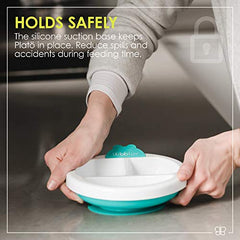 bblüv - Platö - Warming Plate - 3 Compartment, Non-Toxic, BPA Free with Suction Base for Baby Toddler (Aqua)