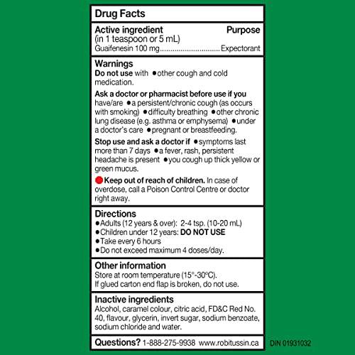 Robitussin Extra Strength Mucus & Phlegm Syrup, Alcohol Free, Cherry Flavour