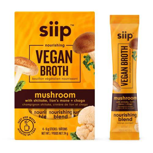 Siip Vegan Mushroom Broth, 600mg of adaptogenic mushrooms per serving, 4 Packets