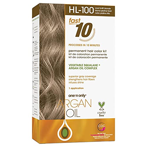 One n Only Argan Oil Fast 10 Permanent Hair Color Kit - HL-100 Cool Hi-Lift Blonde Hair Color Unisex 1 Pc