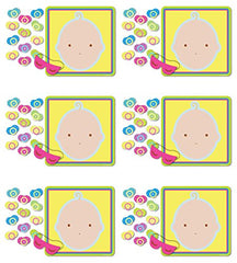 Beistle S66675AZ6 6 Pack Pin The Pacifier Baby Shower Game, Multicolored